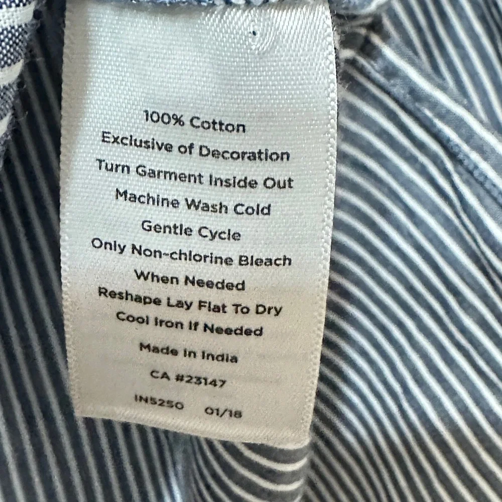 Talbots Floral Embroidered Striped Blouse Tunic‎ Womens XS Boho Lightweight Top